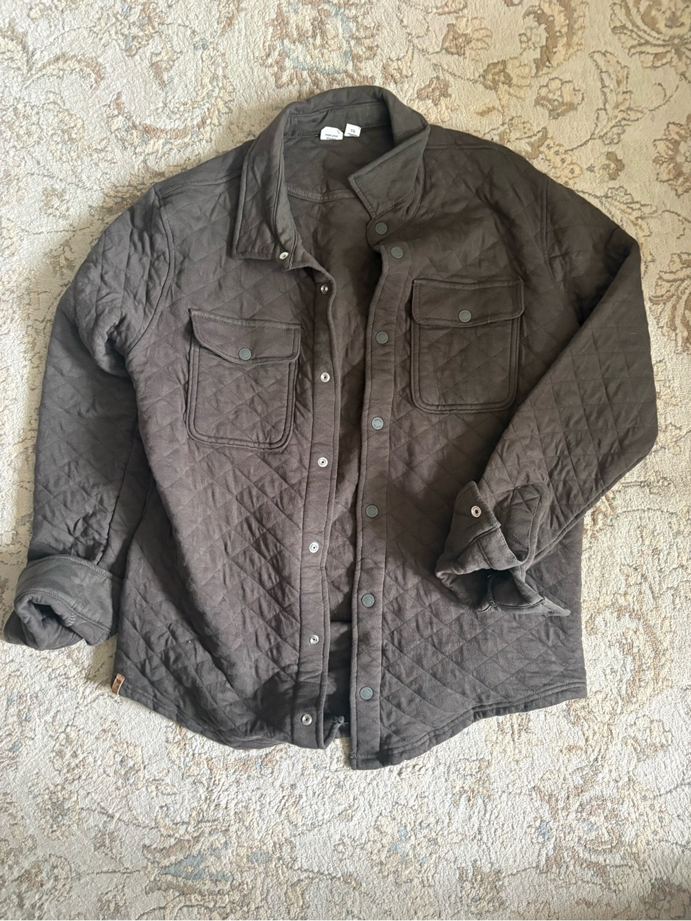 tentree Quilted Brown Snap-Front Shirt Jacket